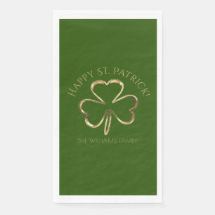 Happy St. Patrick Green und Gold Clover Kleeblatt Serviette