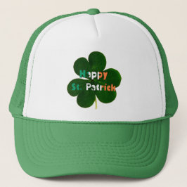Happy St. Patrick Irish Flag Colors Kleeblatt Gree Truckerkappe