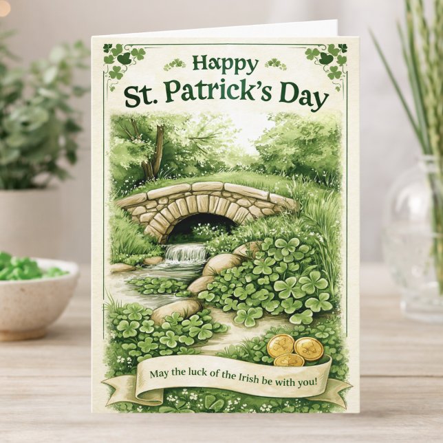 Happy St. Patrick’s Day Card – Green Shamrocks Karte (Von Creator hochgeladen)