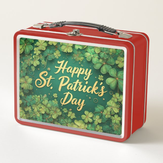 Happy St. Patrick’s Day Clover Design Metall Brotdose (Vorderseite)