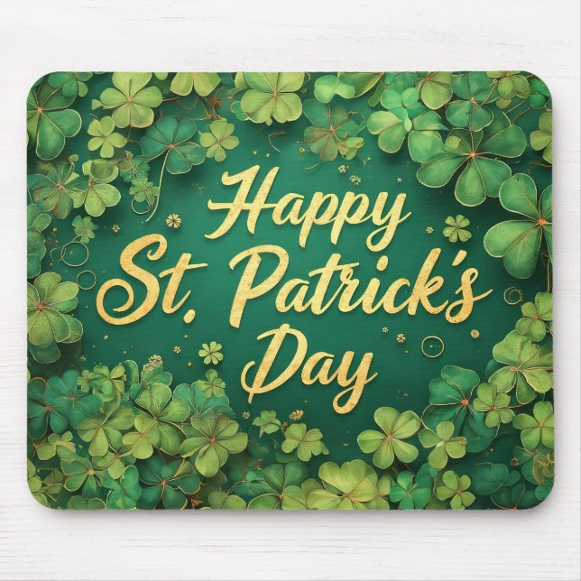 Happy St. Patrick’s Day Clover Design Mousepad (Vorne)