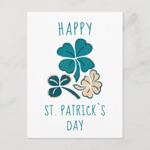 Happy St. Patrick`s Day Clover Kleeblatt Zeichnend Postkarte