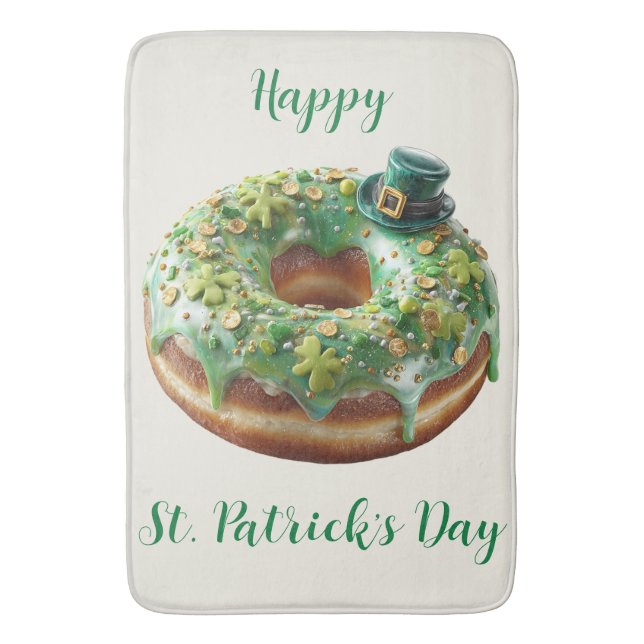 Happy St. Patrick’s Day Donut with Leprechaun Hat Badematte (Vorderseite Vertikal)