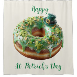 Happy St. Patrick’s Day Donut with Leprechaun Hat Duschvorhang