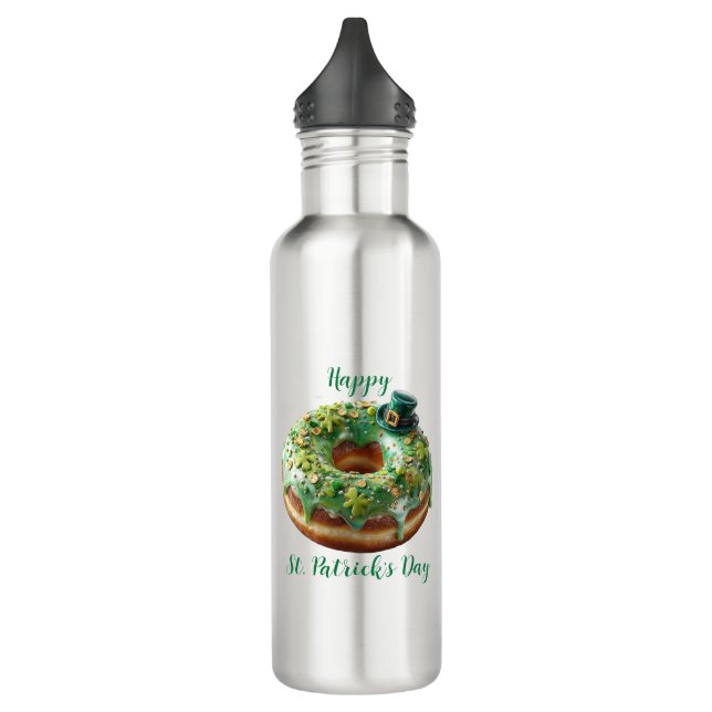 Happy St. Patrick’s Day Donut with Leprechaun Hat Edelstahlflasche (Links)