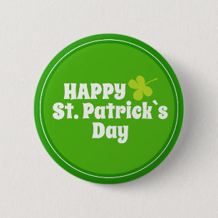 Happy St Patrick`s Day Green Lucky Kleeblatt Button