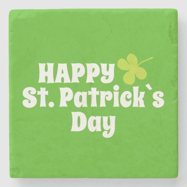 Happy St Patrick`s Day Green Lucky Kleeblatt Stone Steinuntersetzer (Vorderseite)