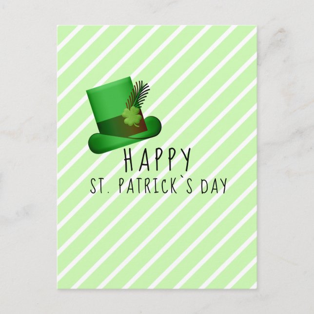 Happy St. Patrick`s Day Hat Irland Green Stripe Postkarte (Vorderseite)