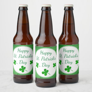 Happy St. Patrick`s Day Irish Green Kleeblatt Bierflaschenetikett