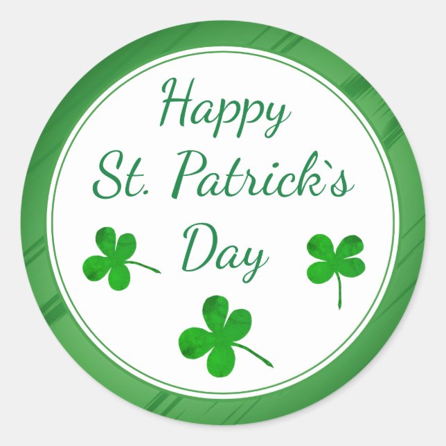 Happy St. Patrick`s Day Irish Green Kleeblatt Runder Aufkleber (Vorderseite)