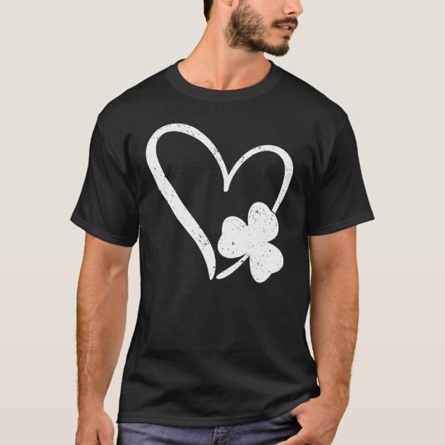 Happy St Patrick S Day Irish Kleeblatt Heart T-Shirt (Vorderseite)