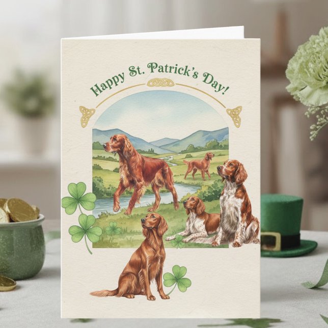 Happy St. Patrick’s Day Irish Setter Dog Card Karte (Von Creator hochgeladen)