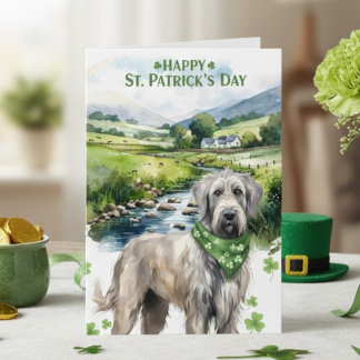 Happy St. Patrick’s Day Irish Wolfhound Watercolor Karte