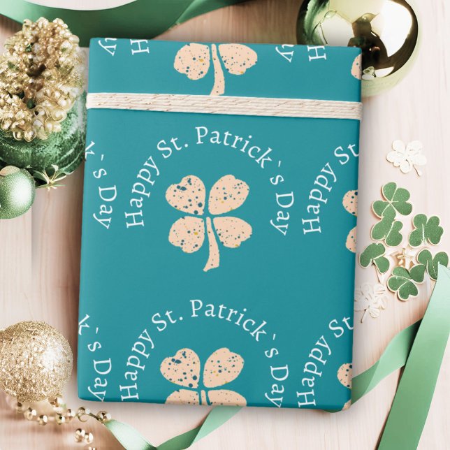 Happy St. Patrick`s Day Kleeblatt Clover Geschenkpapier (Von Creator hochgeladen)