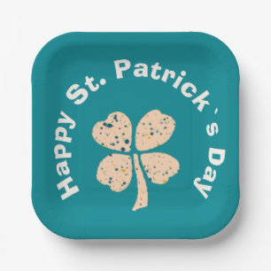 Happy St. Patrick`s Day Kleeblatt Clover Pappteller