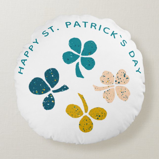 Happy St. Patrick`s Day Kleeblatt Clover Rundes Kissen (Vorderseite)