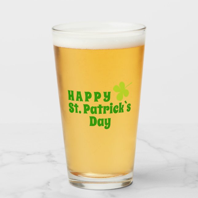 Happy St Patrick`s Day Kleeblatt Green Glas (Vorne (Gefüllt))