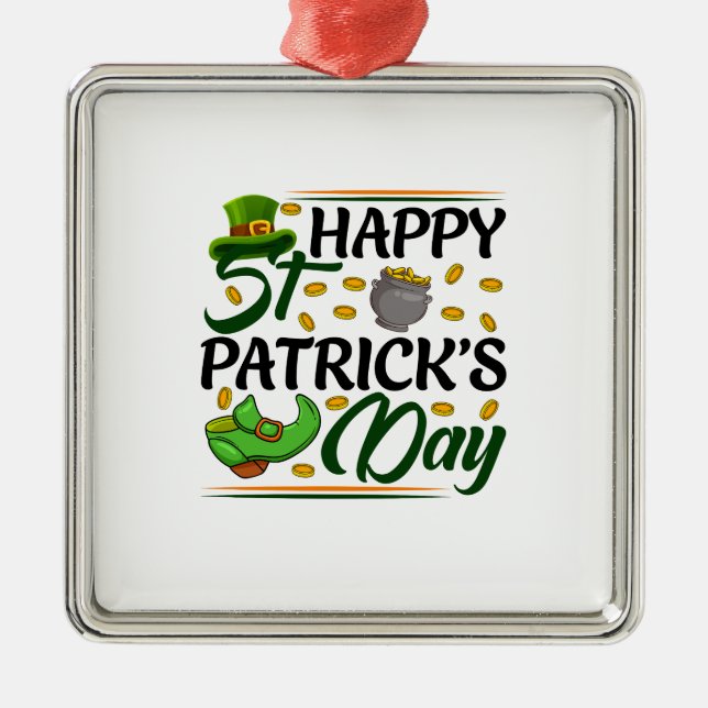 Happy St Patrick S Day Ornament Aus Metall (Vorne)