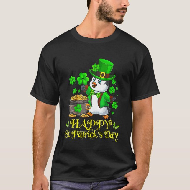 Happy St Patrick S Day Penguin Niedlich Funny Iris T-Shirt (Vorderseite)