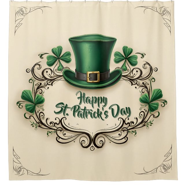 Happy St. Patrick’s Day Shamrock Design Duschvorhang (Vorderseite)
