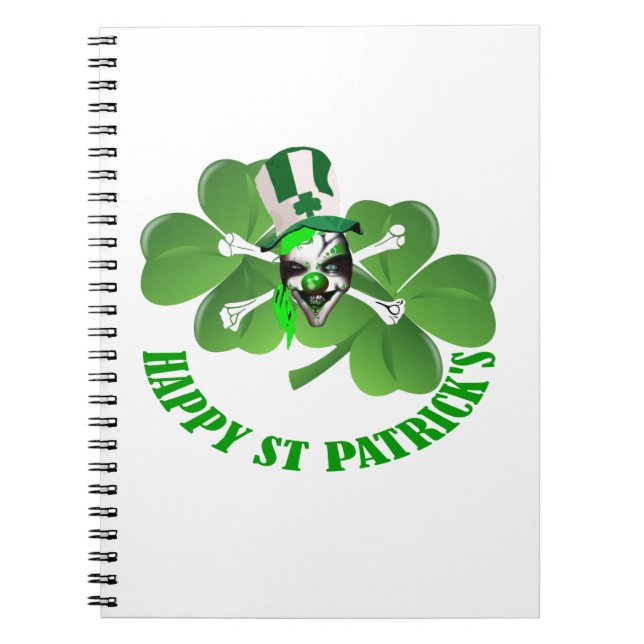 Happy St Patricks beängstigender Clown Notizblock (Vorderseite)