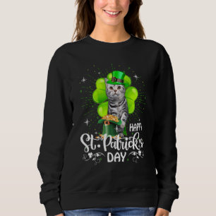 Happy St Patrick's Day American Shorthair Cat Sham Sweatshirt
