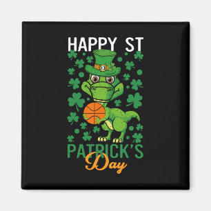 Happy St Patricks Day Basketball T-Rex Day Dino di Magnet
