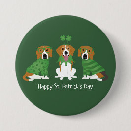 Happy St Patricks Day Beagle Hunde Button