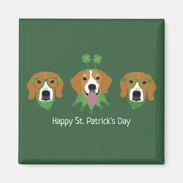 Happy St Patricks Day Beagle Hunde Magnet (Vorne)