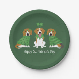 Happy St Patricks Day Beagle Hunde Pappteller