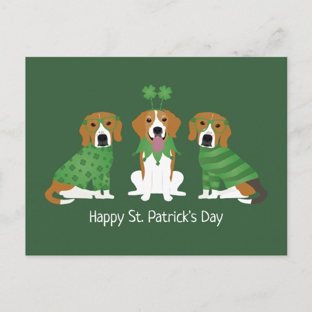 Happy St Patricks Day Beagle Hunde Postkarte (Vorderseite)