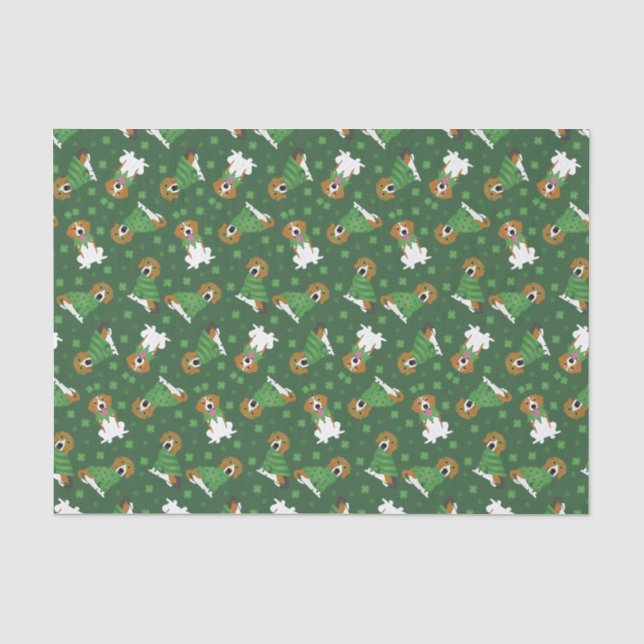 Happy St Patricks Day Beagle Hunde Seidenpapier (Vorderseite)