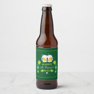 Happy St. Patricks Day Beer and Clovers Bierflaschenetikett