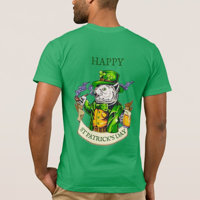Happy St. Patrick's Day Beer Irish Cat Funny T-Shirt (Rückseite)