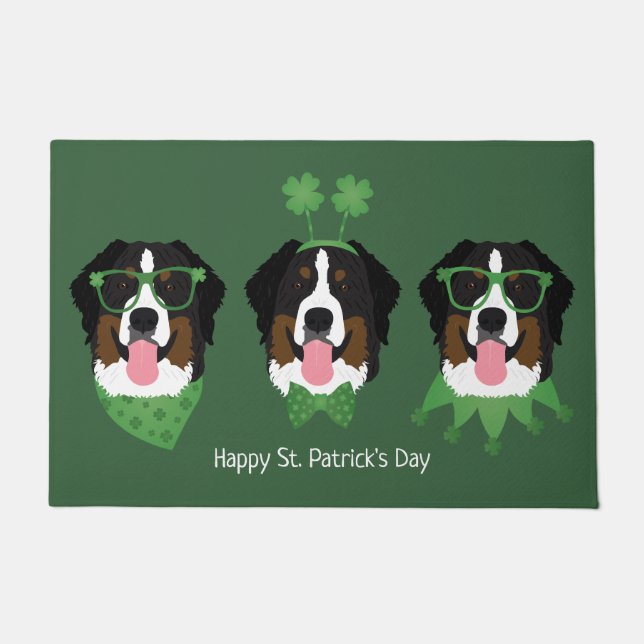 Happy St Patricks Day Bernese Mountain Hunde Fußmatte (Vorderseite)