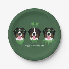 Happy St Patricks Day Bernese Mountain Hunde Pappteller
