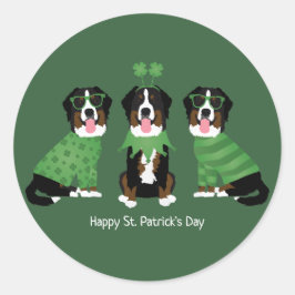 Happy St Patricks Day Bernese Mountain Hunde Runder Aufkleber
