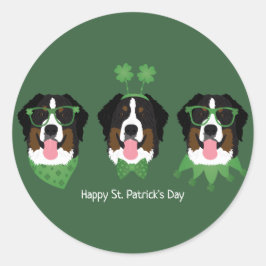 Happy St Patricks Day Bernese Mountain Hunde Runder Aufkleber