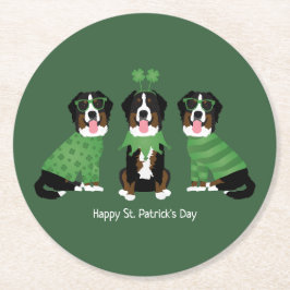 Happy St Patricks Day Bernese Mountain Hunde Runder Pappuntersetzer