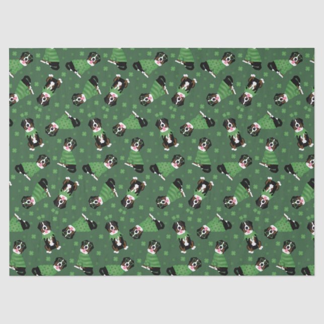 Happy St Patricks Day Bernese Mountain Hunde Seidenpapier (Vorderseite)