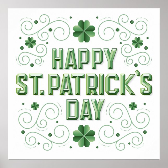 Happy St. Patrick's Day Beveled Poster 24x24 (Vorne)