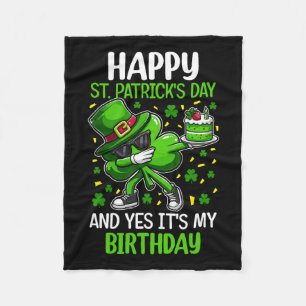 Happy St Patricks Day Birthday Kleeblatt Dab Bday  Fleecedecke