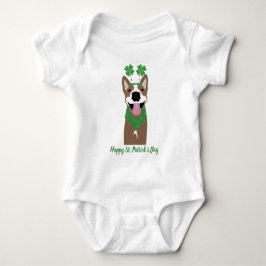 Happy St Patricks Day Brown Dog Green Baby Strampler