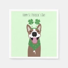 Happy St Patricks Day Brown Dog Green Serviette