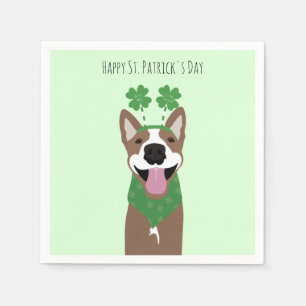 Happy St Patricks Day Brown Dog Green Serviette