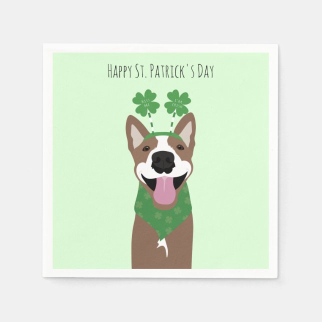 Happy St Patricks Day Brown Dog Green Serviette (Vorderseite)