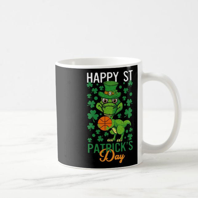 Happy St Patricks Day Bysketbyll T-rex Day Dino Di Kaffeetasse (Rechts)