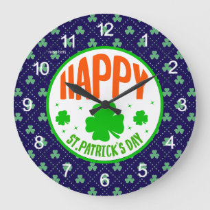 Happy St. Patrick's Day Circle Design-63501 Große Wanduhr