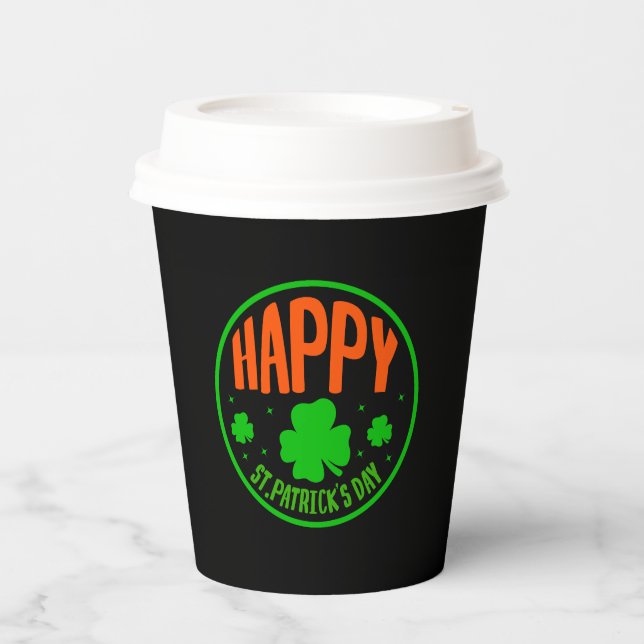 Happy St. Patrick's Day Circle Design-63501 Pappbecher (Vorderseite)