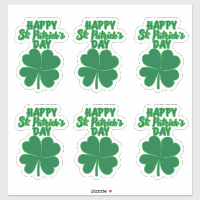 Happy St. Patrick's Day Clover Leaf Aufkleber (Blatt)